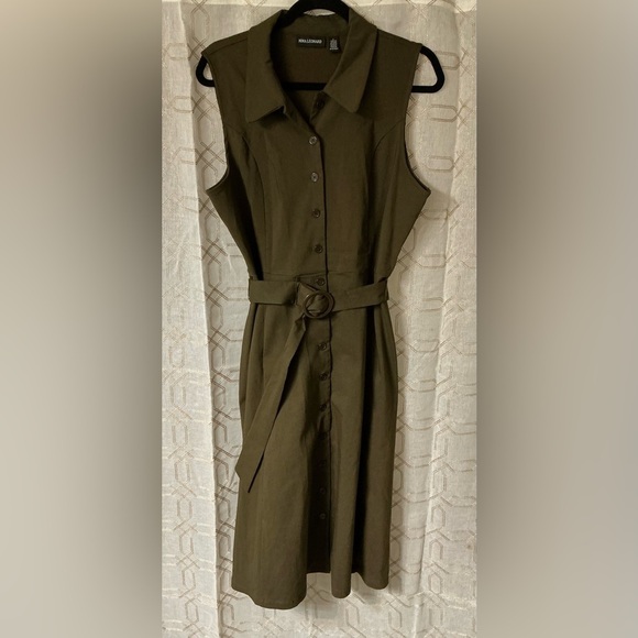 Nina Leonard Green Sleeveless Sheath Dress with Mandarin Collar - Picture 1 of 10